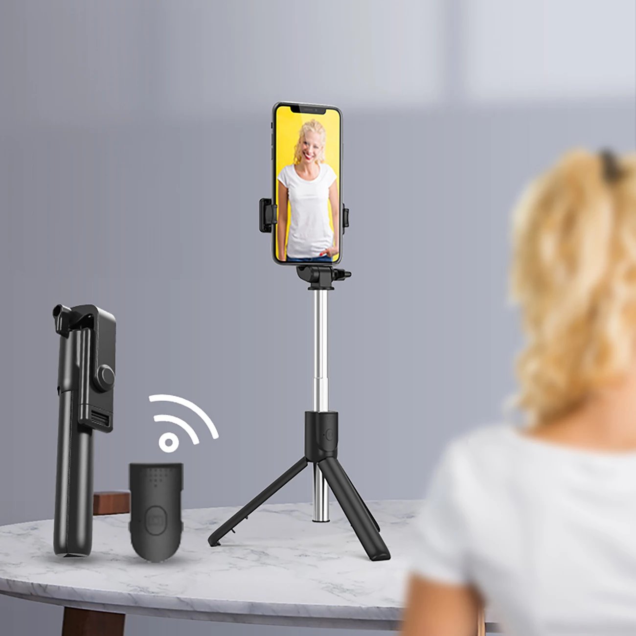 Selfie stick Hurtel WRY1S me tripod, për telefon, 67 cm, e zezë