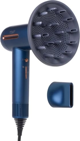 Tharëse flokësh, Adler, AD 2271 Superspeed, motor brushless 110,000 RPM, 1500W, 3 shpejtësi ajri, 6 temperatura, jonizim, ekran LED, me koncentrator magnetik, difuzor magnetik dhe çantë udhëtimi, blu