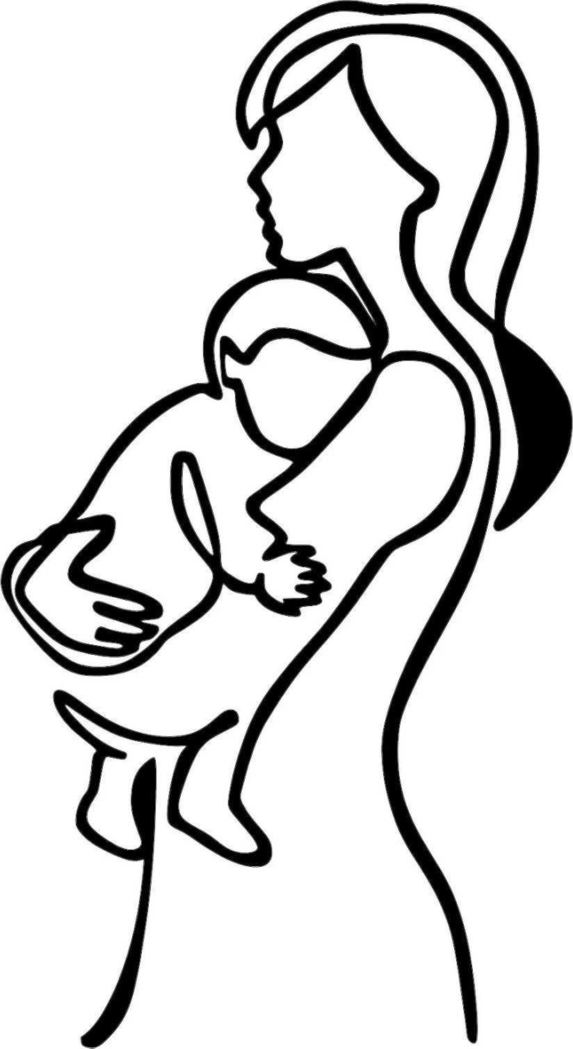 Aksesor dekorativ metalik për mur, nënë dhe fëmijë, Wallity, ngjyrë e zezë