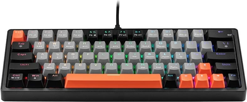 Tastierë mekanike Tracer GAMEZONE EVO1 HOT SWAP 63, 63 taste, hot‑swap, RGB, tri‑mode Bluetooth/2.4G/USB‑C, US QWERTY, gri