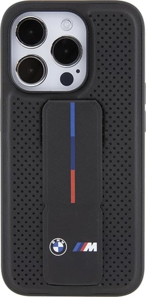 Mbështjellës BMW Grip Stand Smooth & Perforated për iPhone 15 Pro Max, i zi