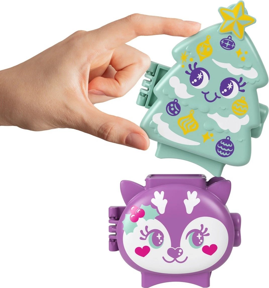 Set lodrash Polly Pocket Christmas Compact 2-pack, Mattel, JGM53, me figurina dhe aksesorë, shumëngjyrësh