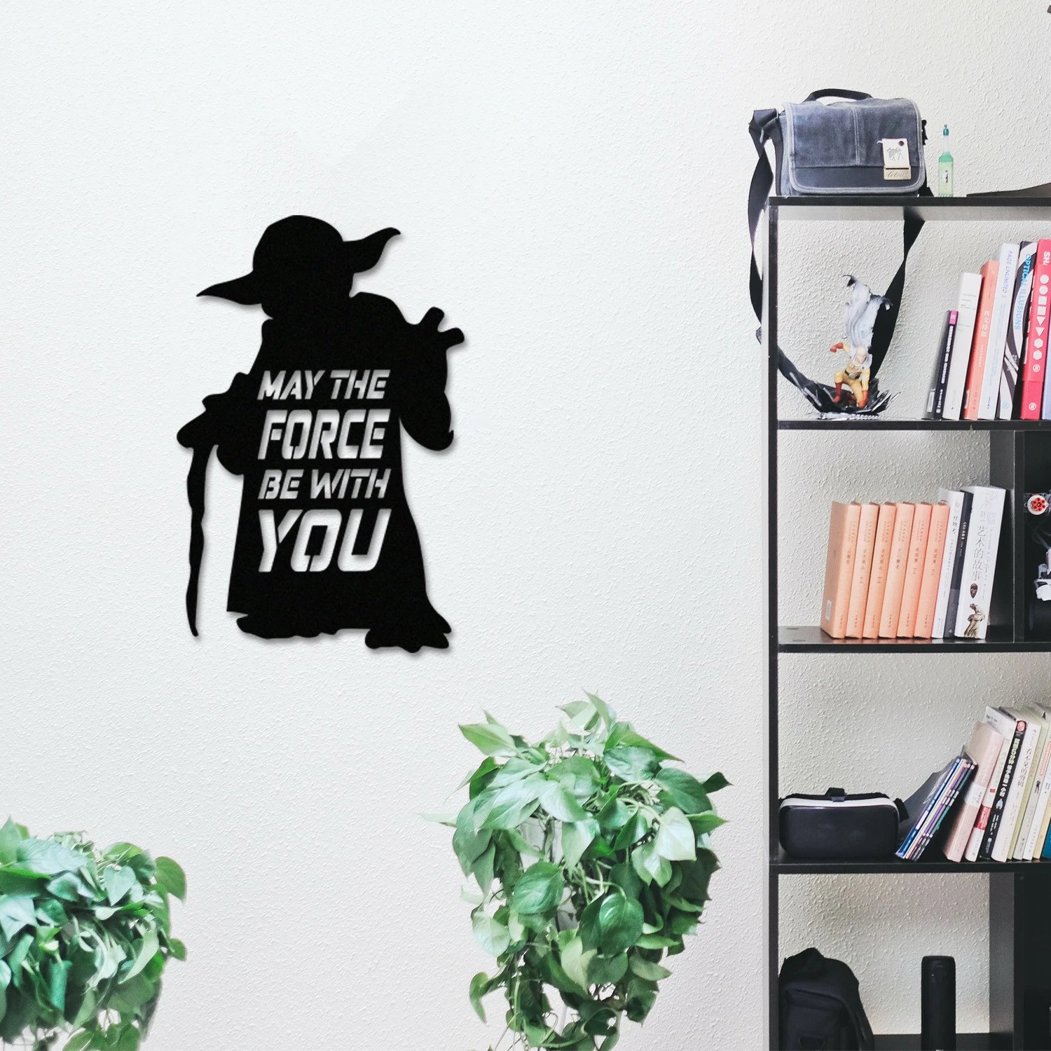Aksesor dekorativ metalik për mur, Wallity, May The Force Be With You, ngjyrë e zezë, 33x50cm