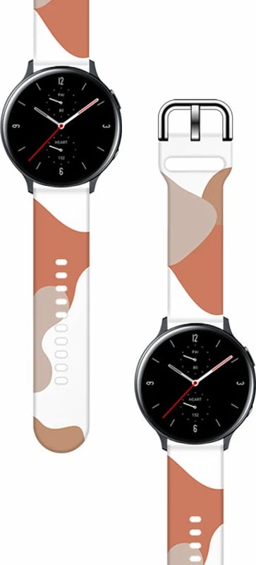 Rrip silikoni për Samsung Galaxy Watch 46mm, Hurtel, model Moro Band, 22 mm, bezhë/portokalli/e bardhë