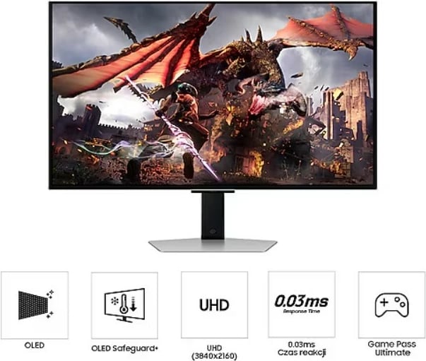 Monitor Samsung Odyssey OLED G8 LS32DG802SUXDU, 32", 4K, 240Hz, i bardhë