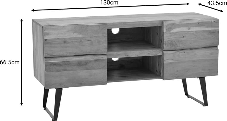 Komodë TV Dervie dru akacie natyral 130x43.5x66.5cm