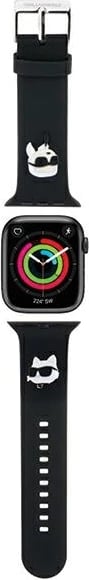 Rrip silikoni për Apple Watch Karl Lagerfeld 3D Rubber Karl&Choupette Head, i zi, 42/44/45/49mm