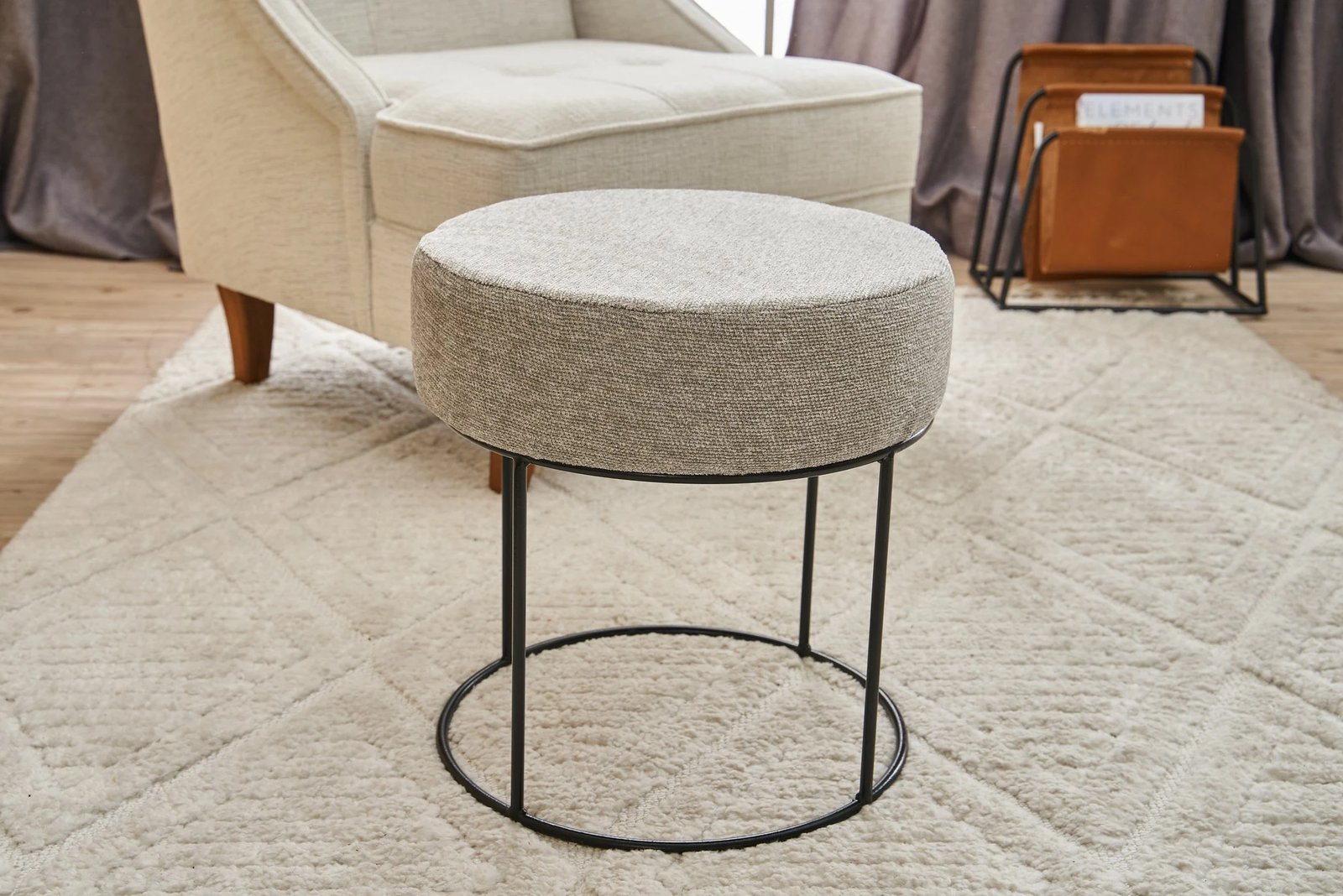 Puf Atelier del Sofa, Moon Steel Gabbana 17, krem dhe e zezë, 40x42x40cm