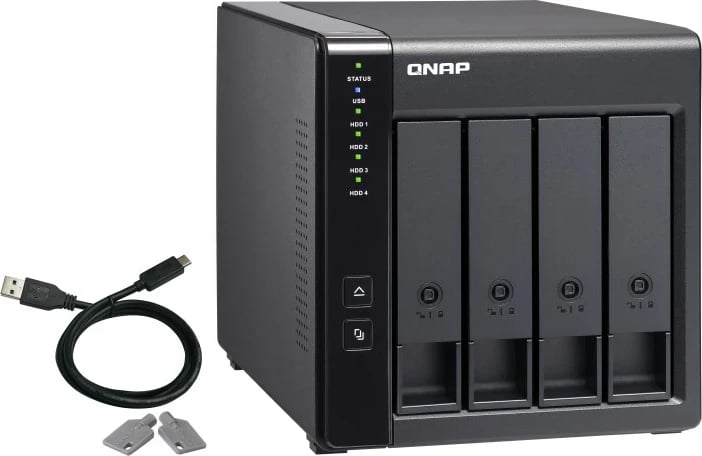 Kasë QNAP TR-004 për HDD/SSD, USB Type-C, 2.5/3.5", E zezë