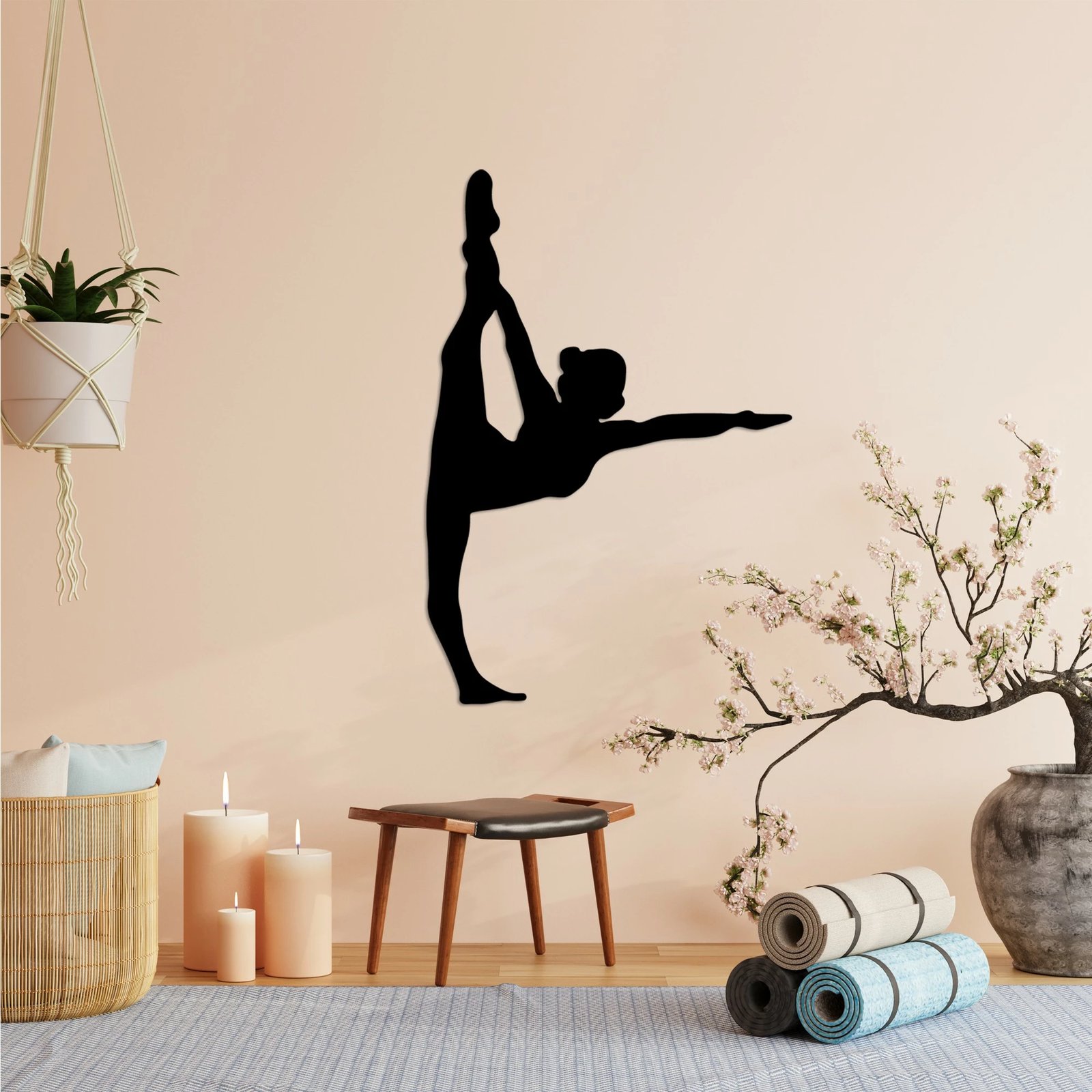 Aksesor dekorativ metalik për mur, Yoga 25, Wallity, ngjyrë e zezë, 41x60cm