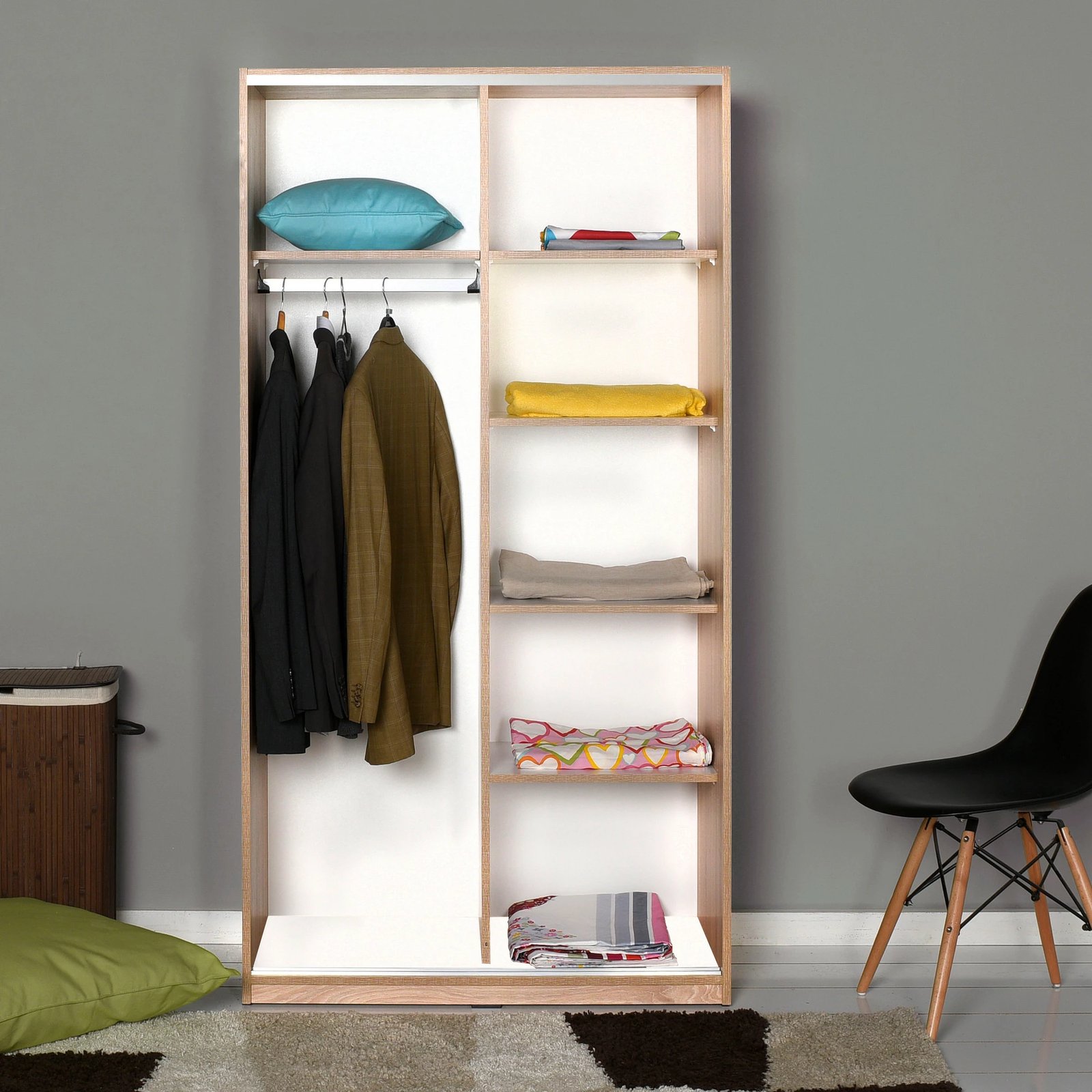 Dollap me dyer rrëshqitëse, ngjyrë sonomo, Hanah Home, SWD-436-SS-2, 94x182x52cm