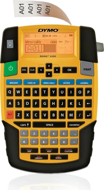 Printer etiketa DYMO RHINO 4200, QWERTY, Verdhë