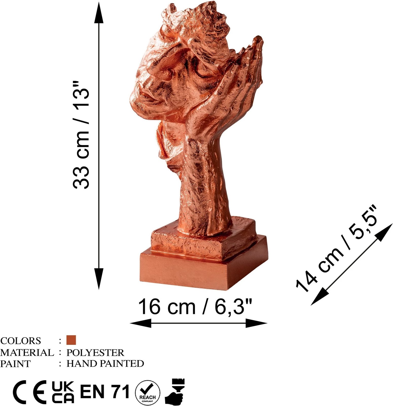 Objekt dekorativ Evila Originals, bakër, Yak-030-A