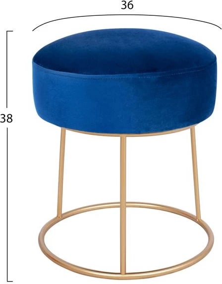 Karrige për bar Karlo FH8411.08, ngjyrë kaltër me bazë të artë, 36x38 cm