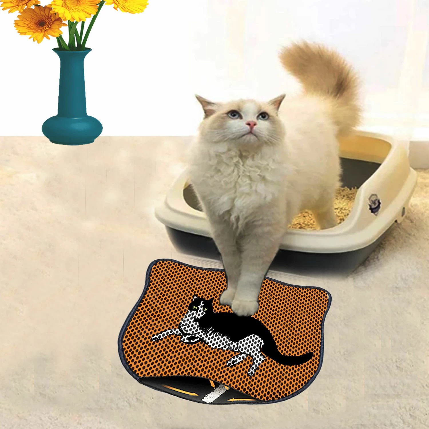 Tapet për rërë mace, shumëngjyrësh, Paws & Whiskers, Kdkafa0014, 40x50cm