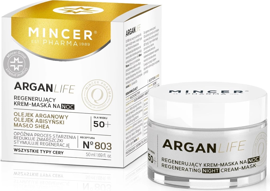 Krem-maska nate për femra Mincer Pharma ArganLife No.803, 50ml