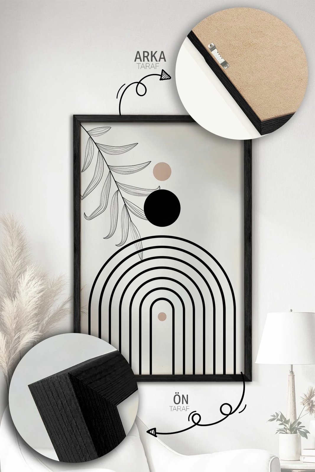 Set pikturash dekorative me kornizë (3 copë), Wallity, Artvmodel42-Siyah