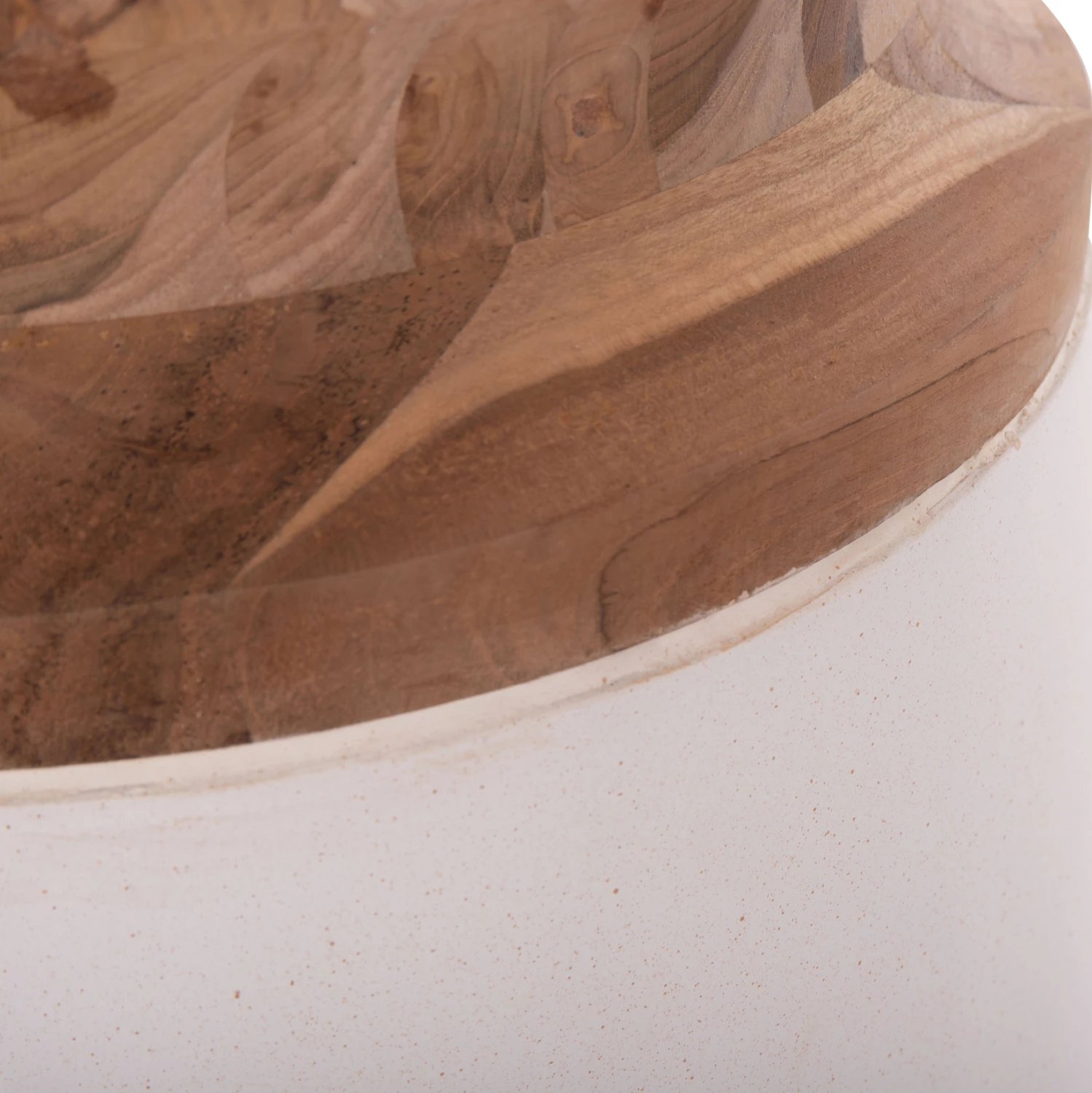 Vazo dekorative për dysheme LINTER, fibër-cement, ngjyrë e bardhë, dru tik, Φ34x60cm