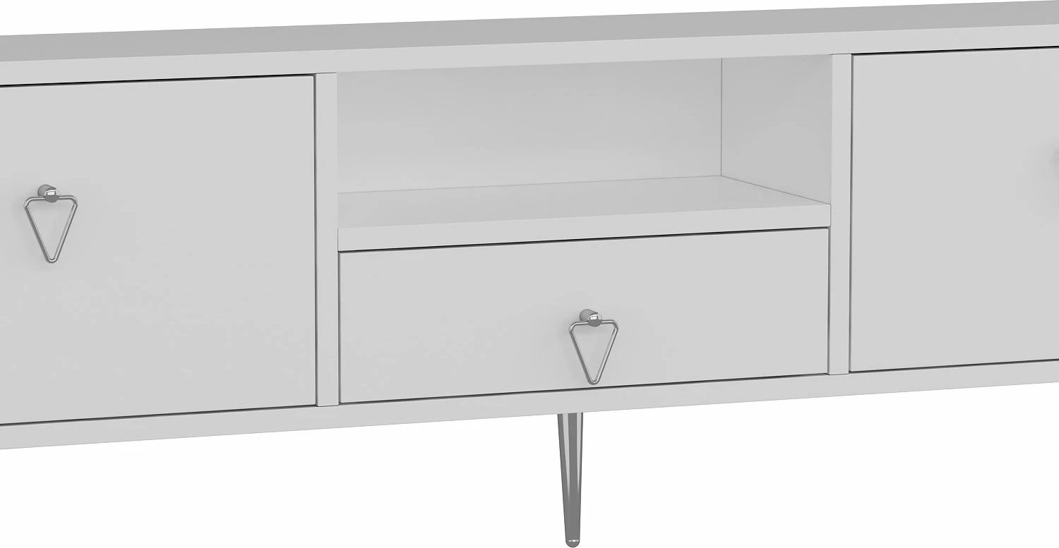 Komodë TV Skye Decor, 1306-DROP-1, e bardhë, argjend