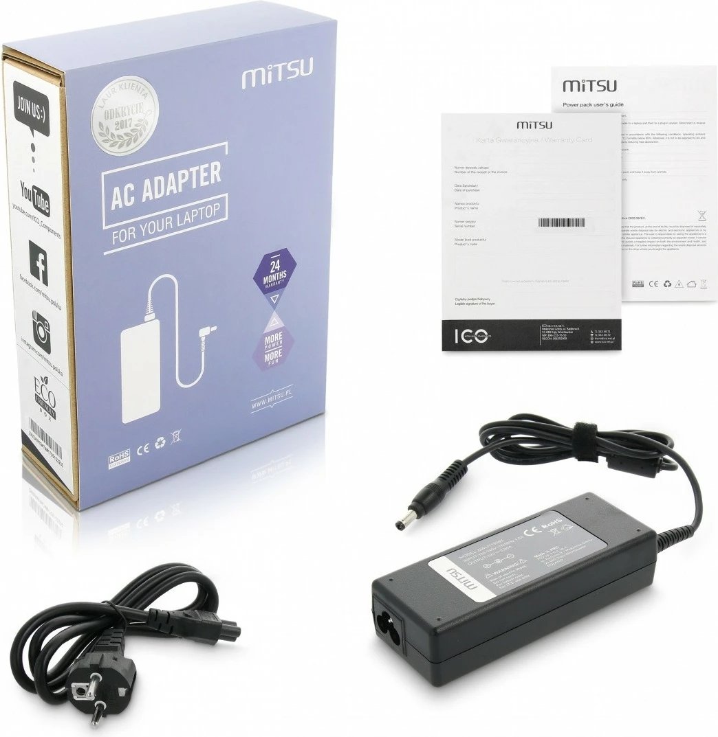 Kasë rryme Mitsu ZM/LIT19395 për laptop, 19V 3.95A, 75W, 5.5x2.5 mm, e zezë