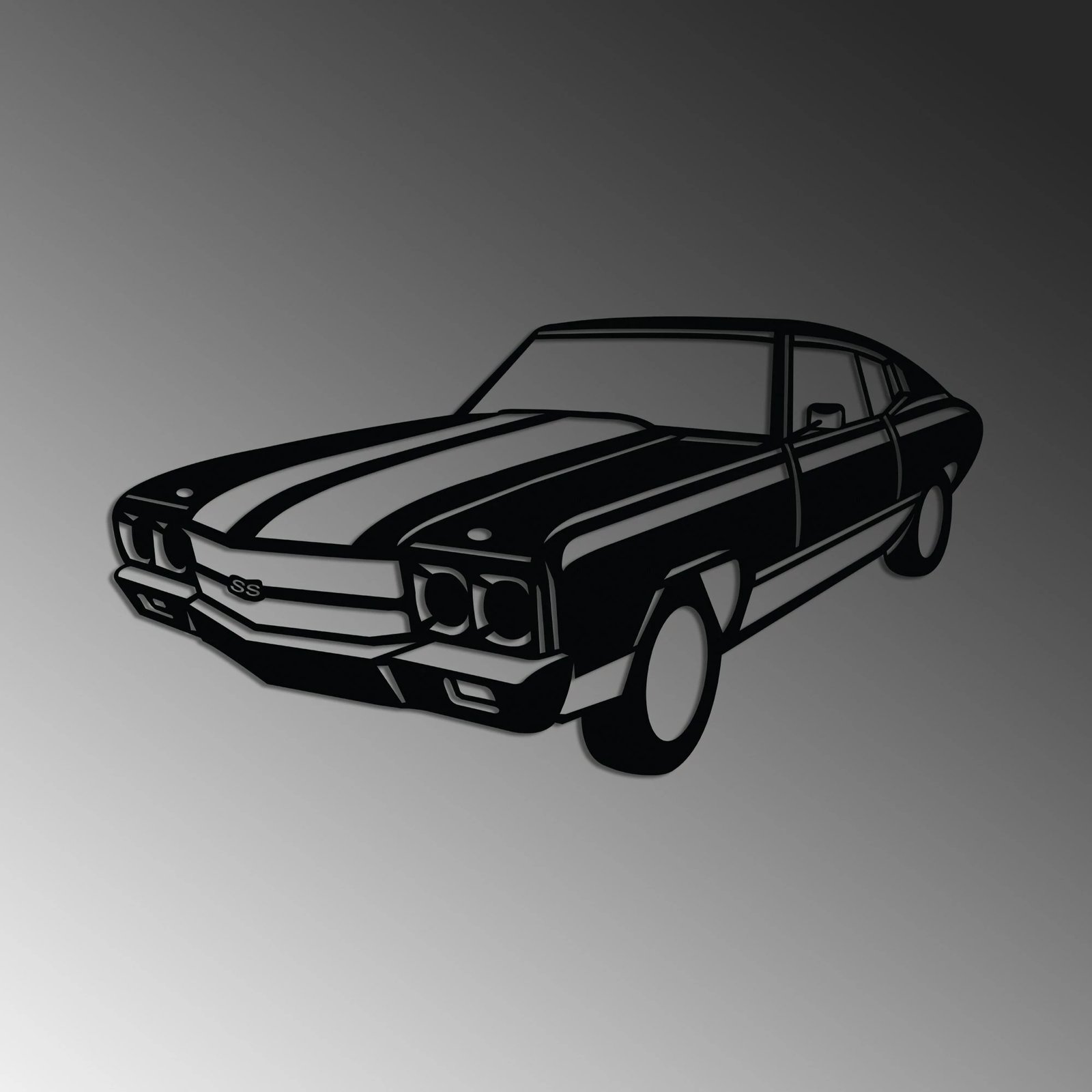 Aksesor dekorativ për mur, metalik, Wallity, Chevrolet SS Muscle, vintage, ngjyrë e zezë