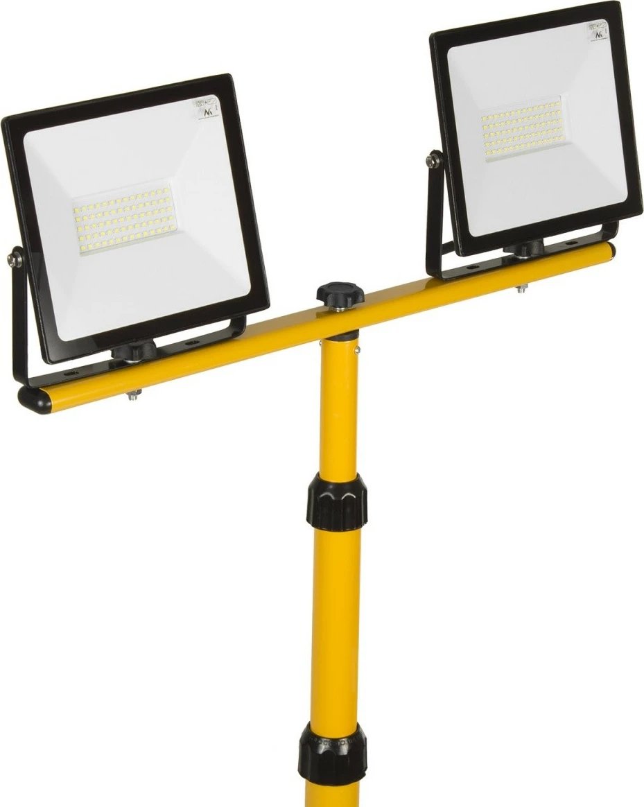 Stativ për reflektorë Maclean MCE583, për dy LED, i palosshëm, i verdhë/zi