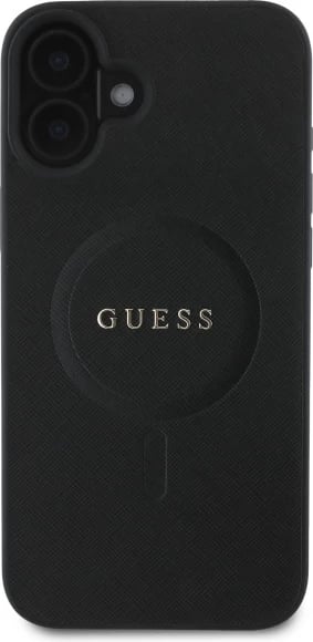 Mbështjellës Guess Saffiano Classic Logo MagSafe për iPhone 16, i zi Mbështjellës Guess Saffiano Classic Logo MagSafe për iPhone 16, i zi
