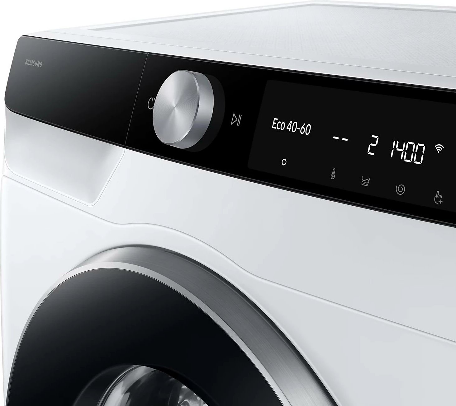 Makinë larëse Samsung WW90DG6G94LKU4, 9 kg, 1400 rpm, klasa energjike A, AI Ecobubble dhe AI Wash, Auto Dispense, Wi‑Fi SmartThings, e bardhë/derë e zezë