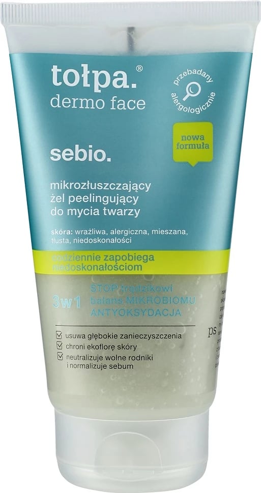 Xhel pastrues për fytyrë për femra Tołpa Dermo Face Sebio, 150ml