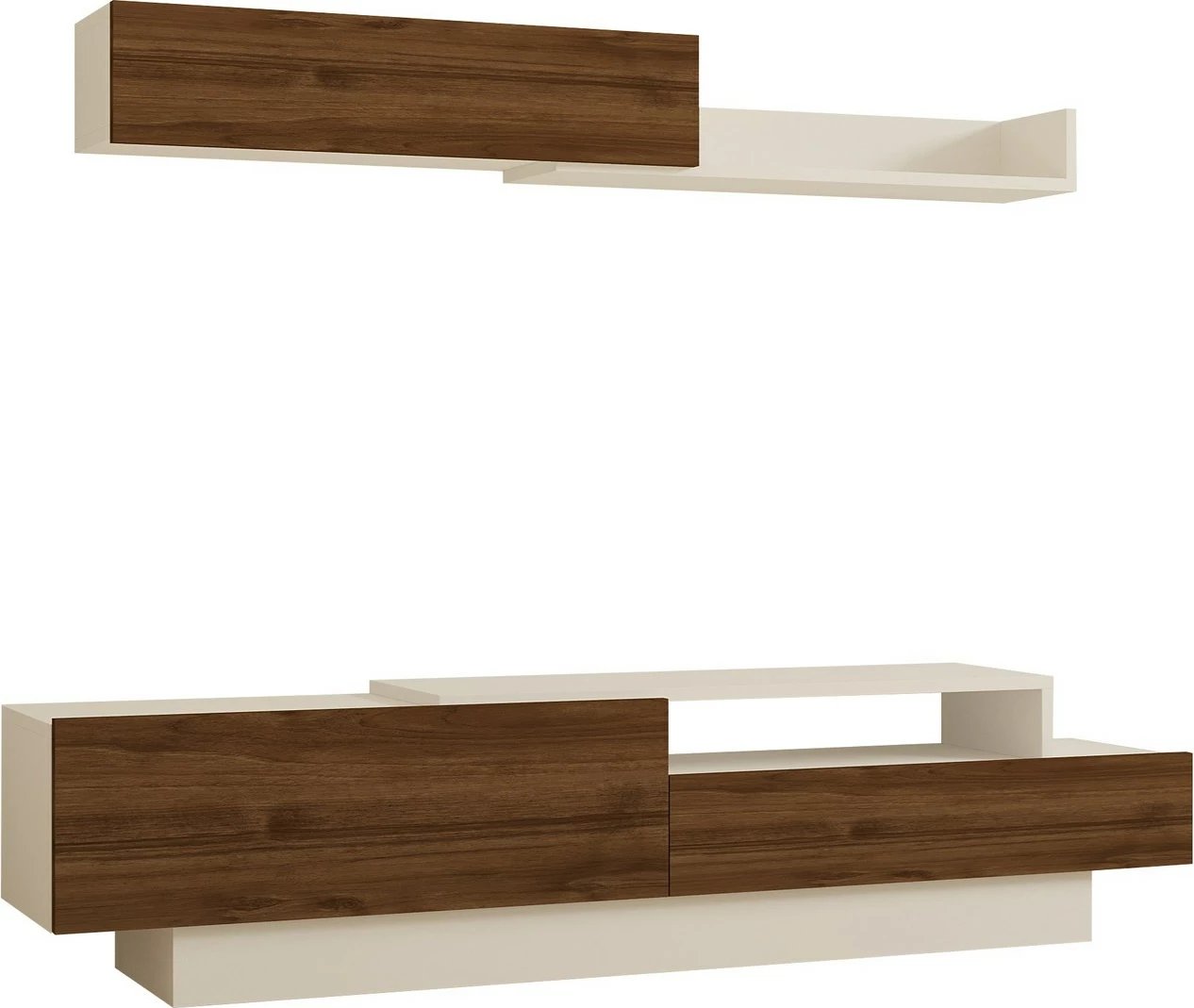 Komodë TV Hanah Home, Elda, e bardhë dhe arre