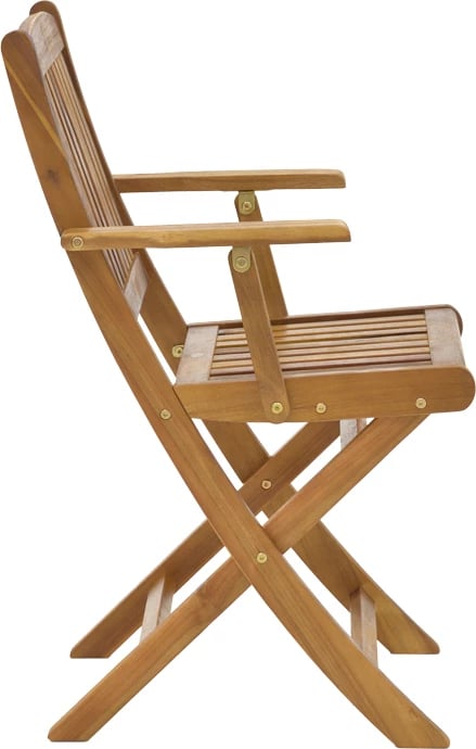 Tavolinë me karrige Recofly-Carpuva set prej 3 copash, palosëse, dru akacie natyrale D70x74cm