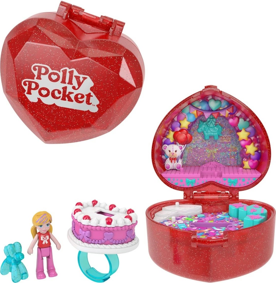 Set lodrash Polly Pocket Mattel JGK21, 80 vjetori, me mikro kukull dhe aksesorë, Kuqe