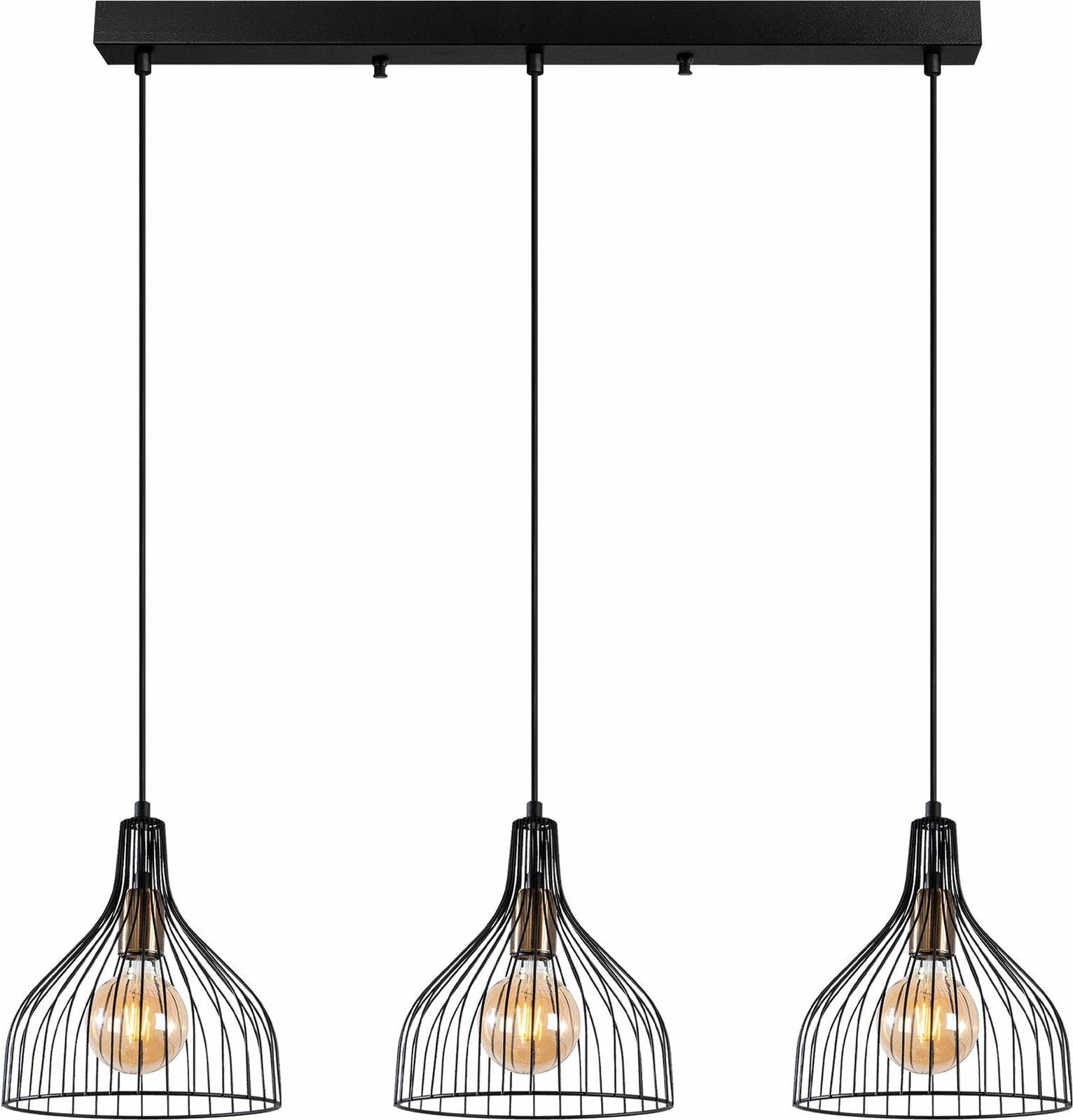 Llambë tavani Opviq, Cafu, e zezë, antike, 3 copë, 94x25x121cm