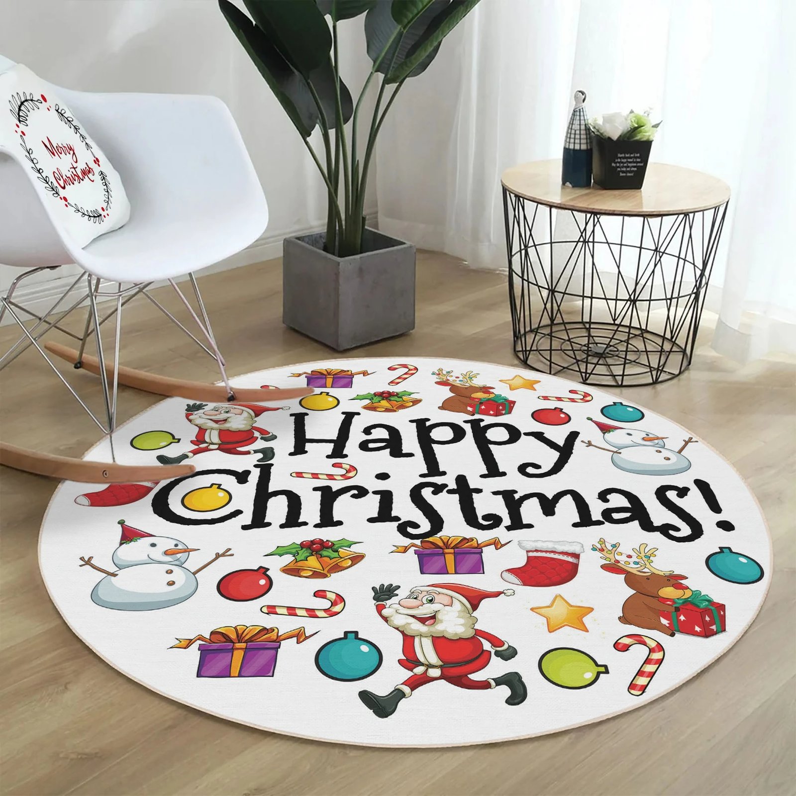 Qilim i rrumbullakët, temë festive, shumëngjyrësh, 90cm, Conceptum Hypnose, Woopamuk444