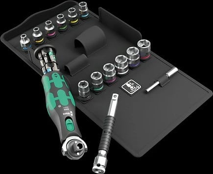 Set çelësa Wera 05004284001, 1/4", metric, 12 copë, kokë 6-17 mm, TX10-TX25, zi/gjelbër