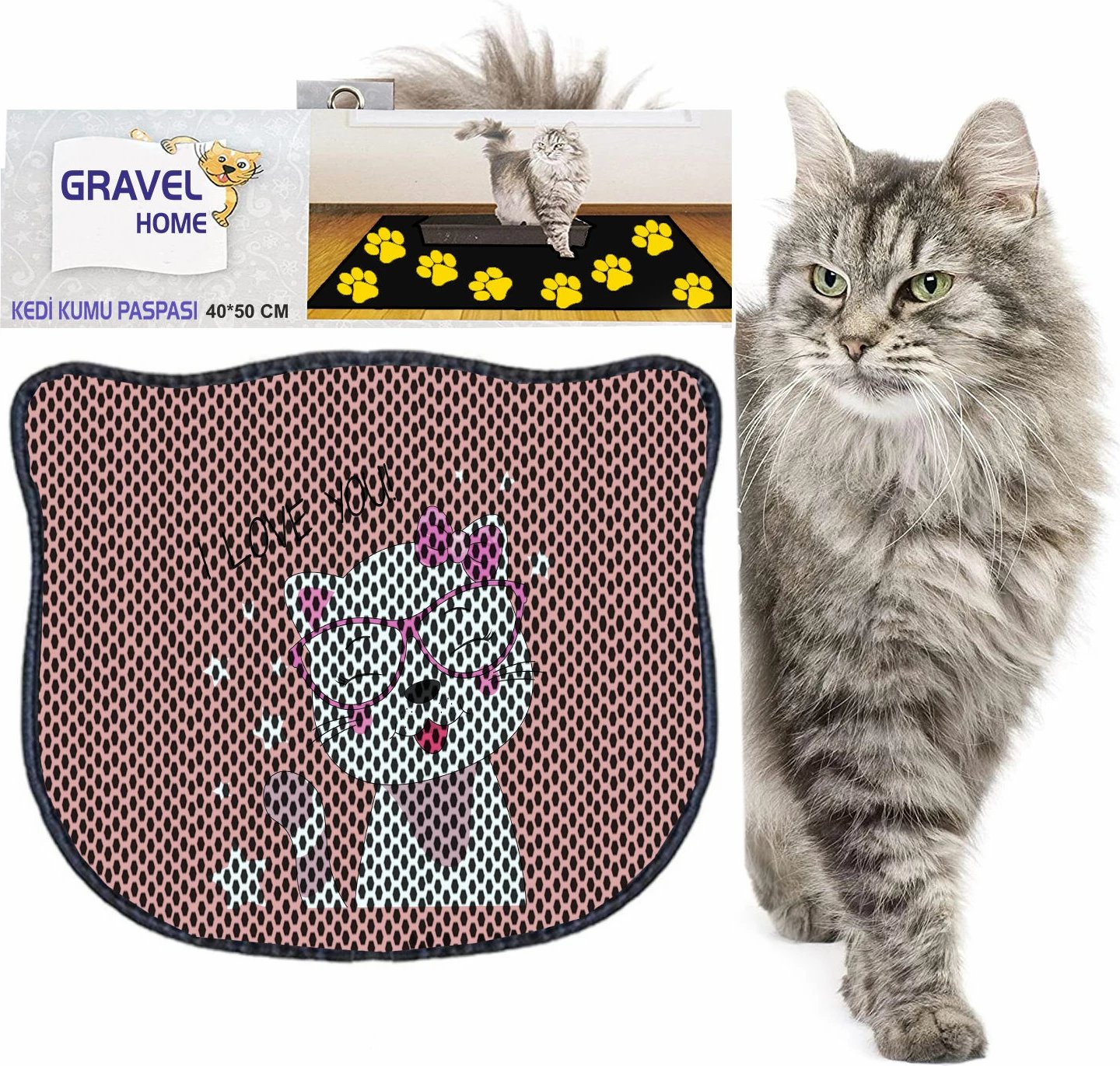 Tapet për rërë mace, shumëngjyrësh, Paws & Whiskers, Kdkafa0037, 40x50cm