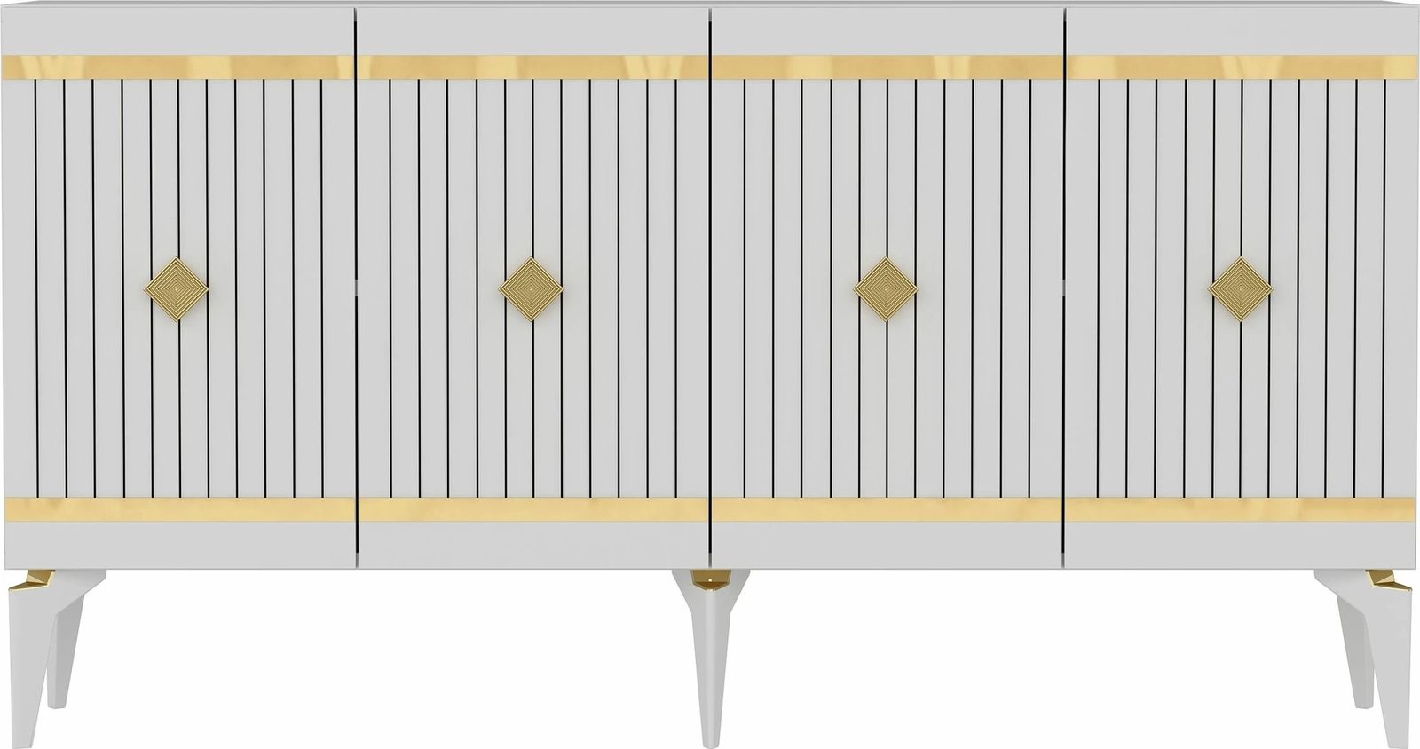 Konsolë Skye Decor, Lenora, e bardhë dhe ari