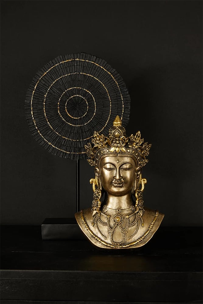 Figurë dekorative hyjneshe, polirezine, ngjyrë ari, 20x12x30cm