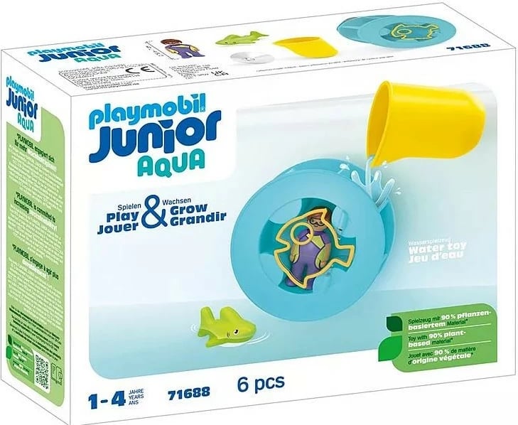 Set lodrash uji Playmobil Junior Aqua 71688 me mulli uji dhe rekin të vogël, plastikë