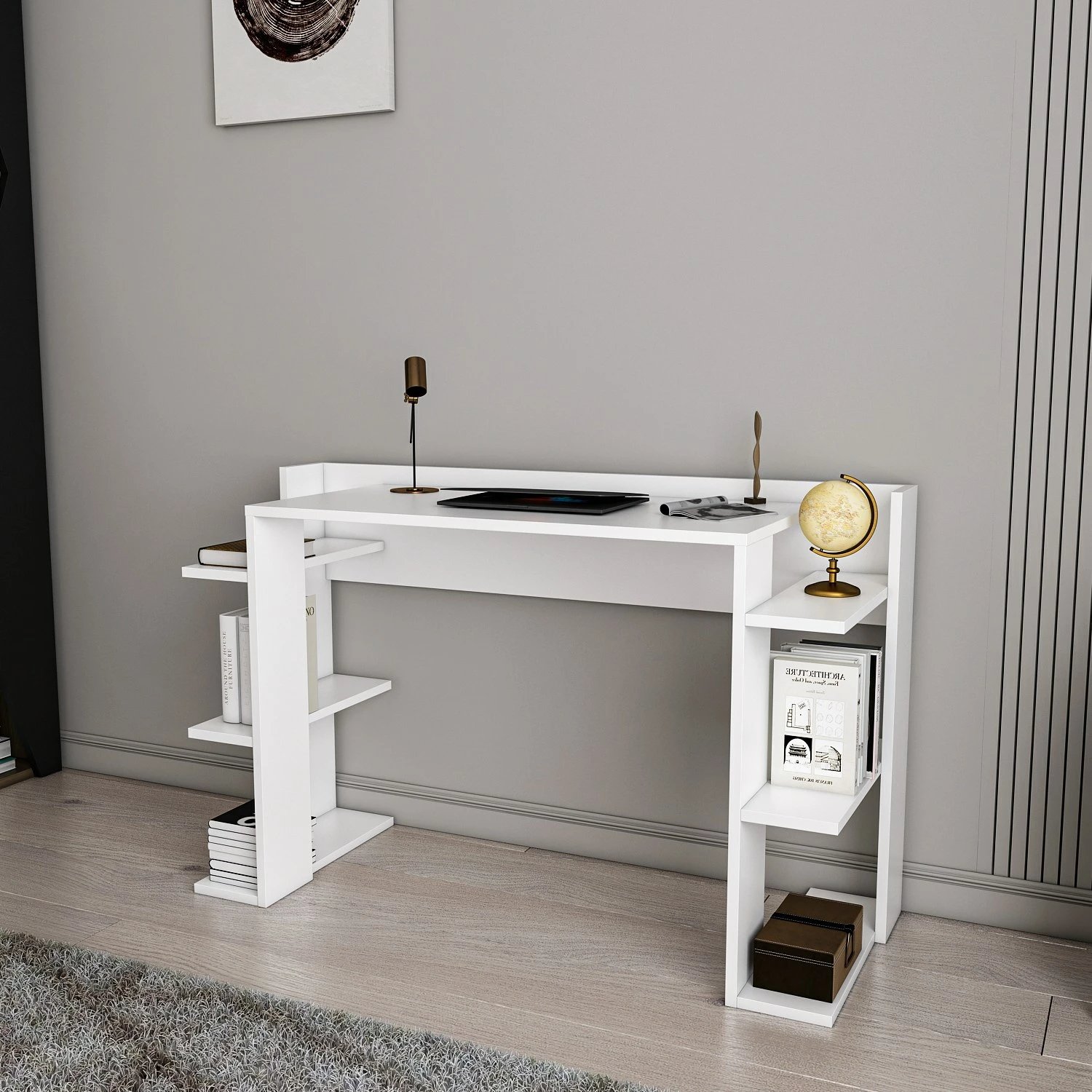 Tavolinë pune për studim Skye Decor, çinar - e bardhë
