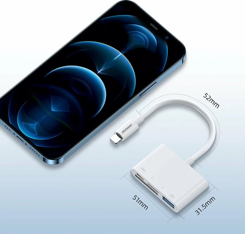 Adapter Joyroom S-H142, HUB OTG Lightning, lexues karte SD/TF, USB-A/USB-C, i bardhë