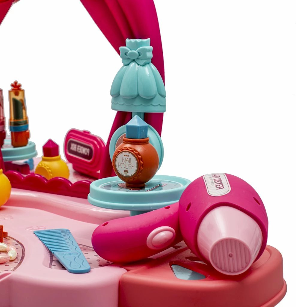tavolinë grimimi për fëmijë, BABY MIX, me efekte zanore, me karrige, 57 x 29 x 69.5 cm, rozë, set lodrash