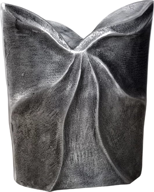 Vazo dekorative IWA 1, alumin, ngjyrë argjendi antike, 23x8x30cm