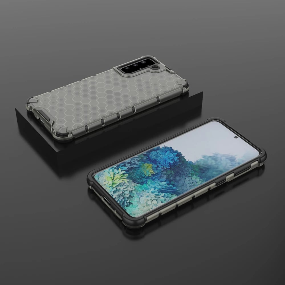 Mbështjellës Hurtel Honeycomb Case për Samsung Galaxy S21+ 5G, i zi