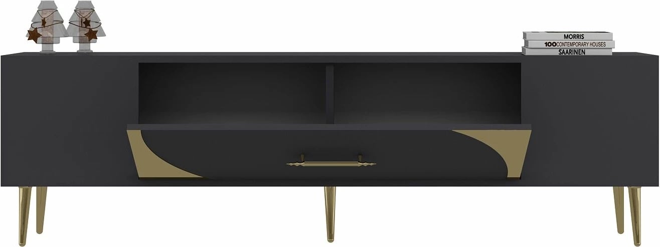Komodë për TV Skye Decor, anthracite dhe ari, Dekop2