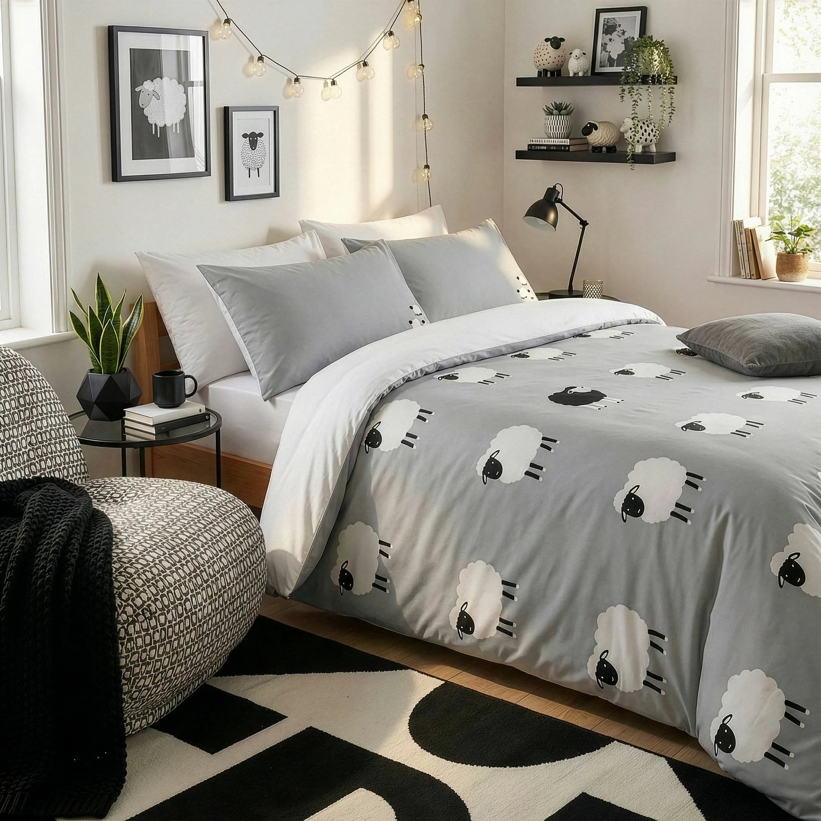 Set mbulesë për jorgan Super King, ngjyrë gri, The Black Sheep, L'Essentiel Linge de Maison