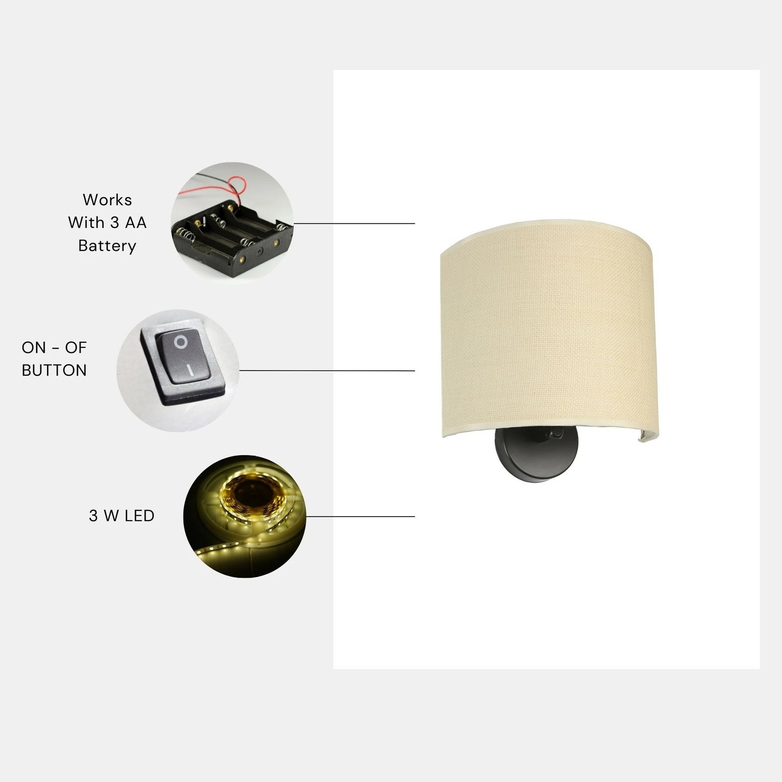 Llambë muri Opviq, bambu, 8856-5P