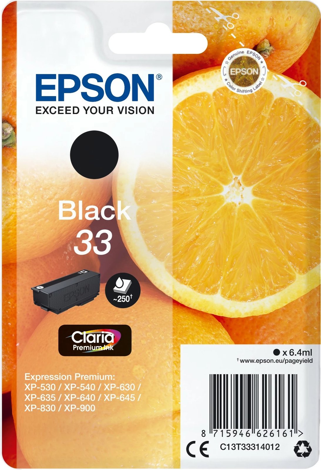 Kasetë bojë Epson Claria Premium 33, Standard Yield, 6.4 ml, e zezë