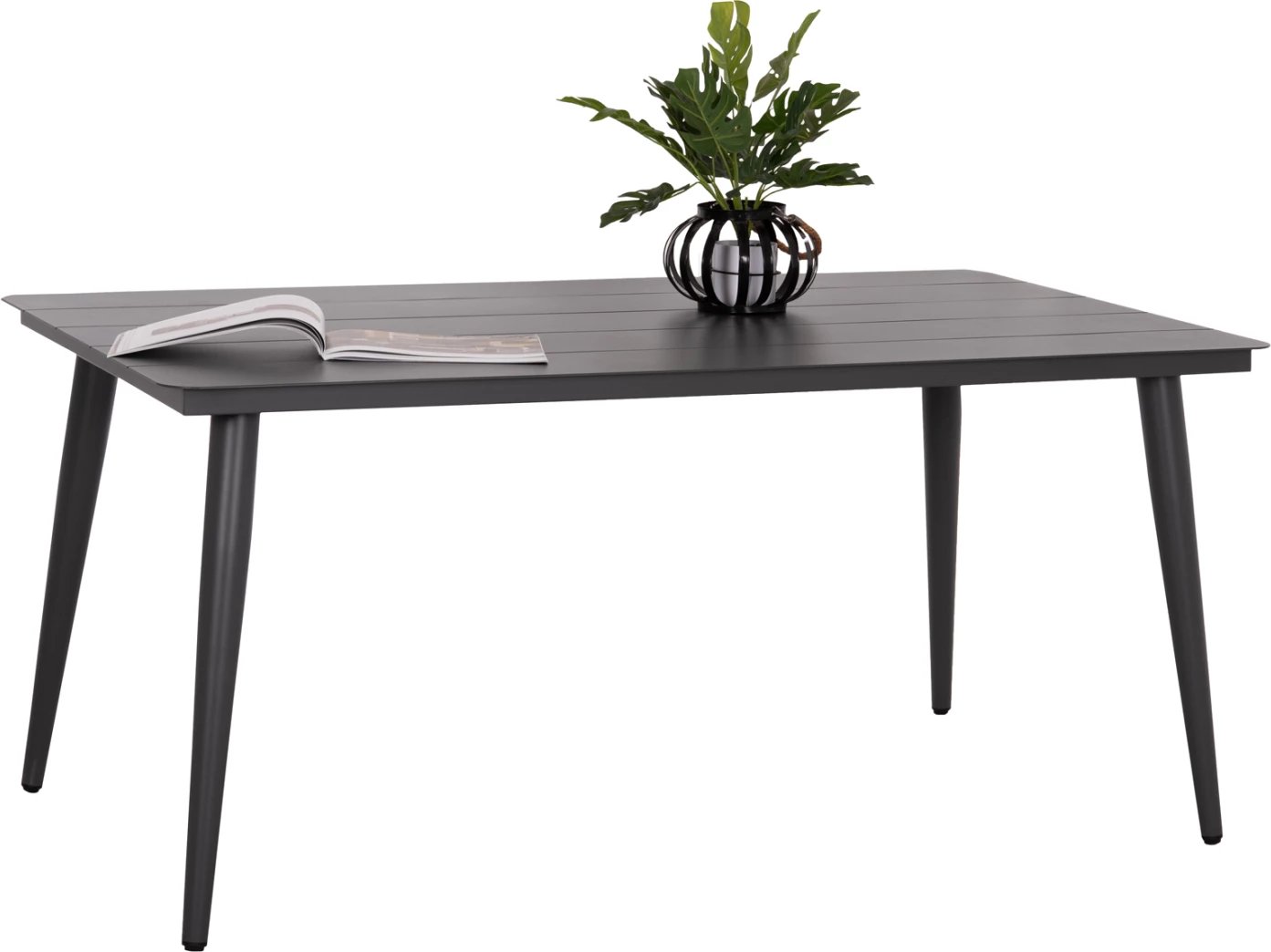 Tavolinë ngrënieje drejtkëndëshe alumini HIGER, ngjyrë gri, 160x90x78cm