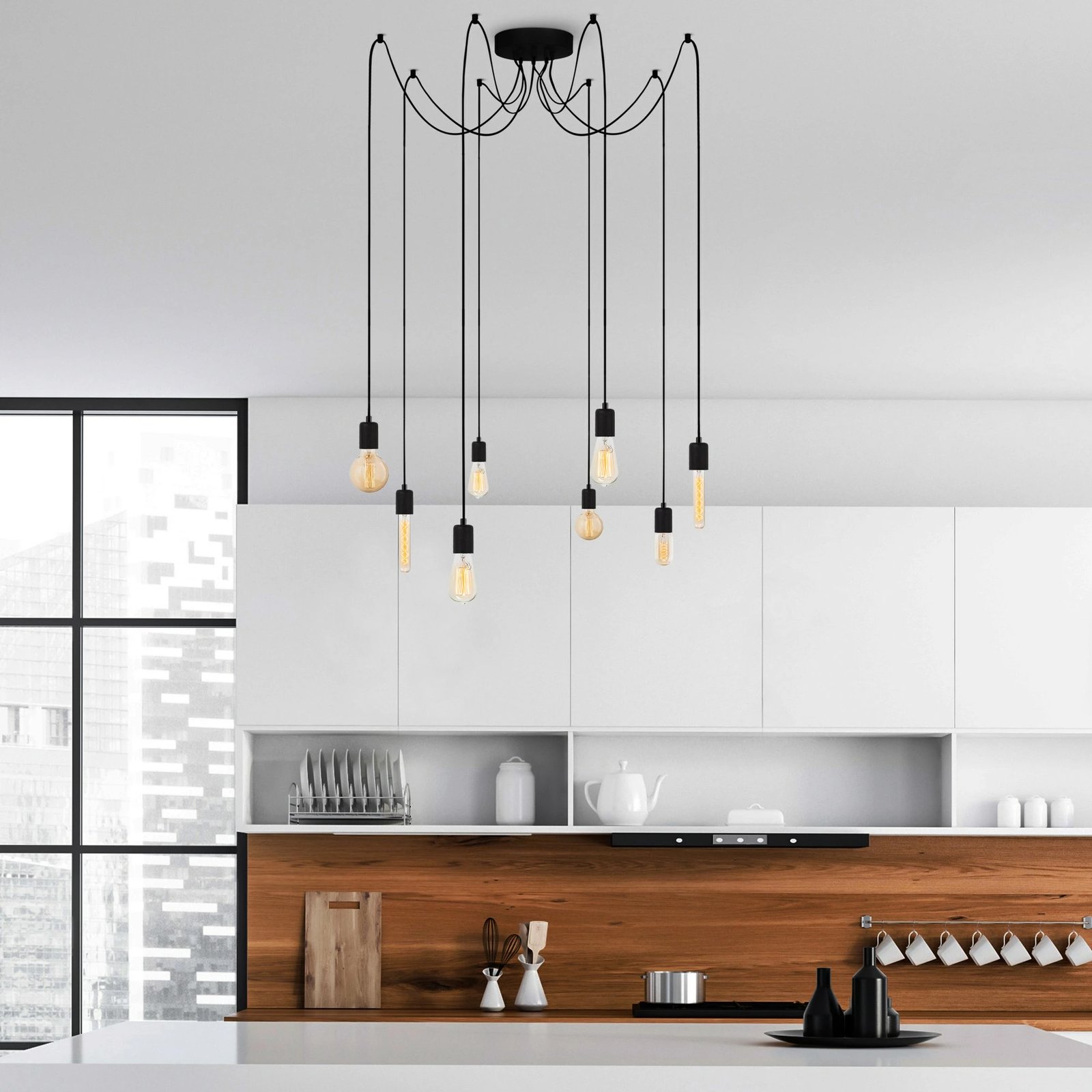 Llambë tavani Opviq, Kabluni - MR - 929, e zezë, lartësi e rregullueshme